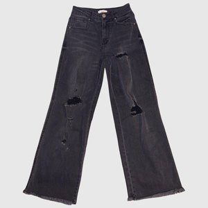 black distressed denim jeans